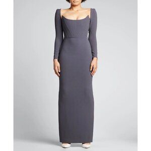 Alex Perry Satin Crepe Corset Column Gown